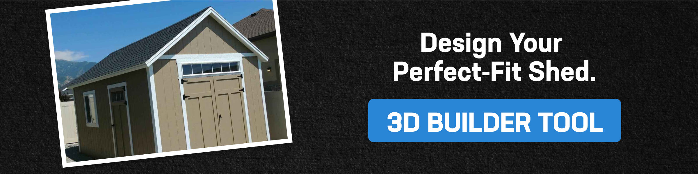 Custom wooden shed with 3D builder tool CTA for designing a made-to-measure wooden shed online