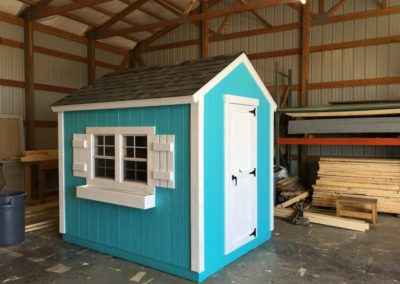 Blue and White Vineyard Shed