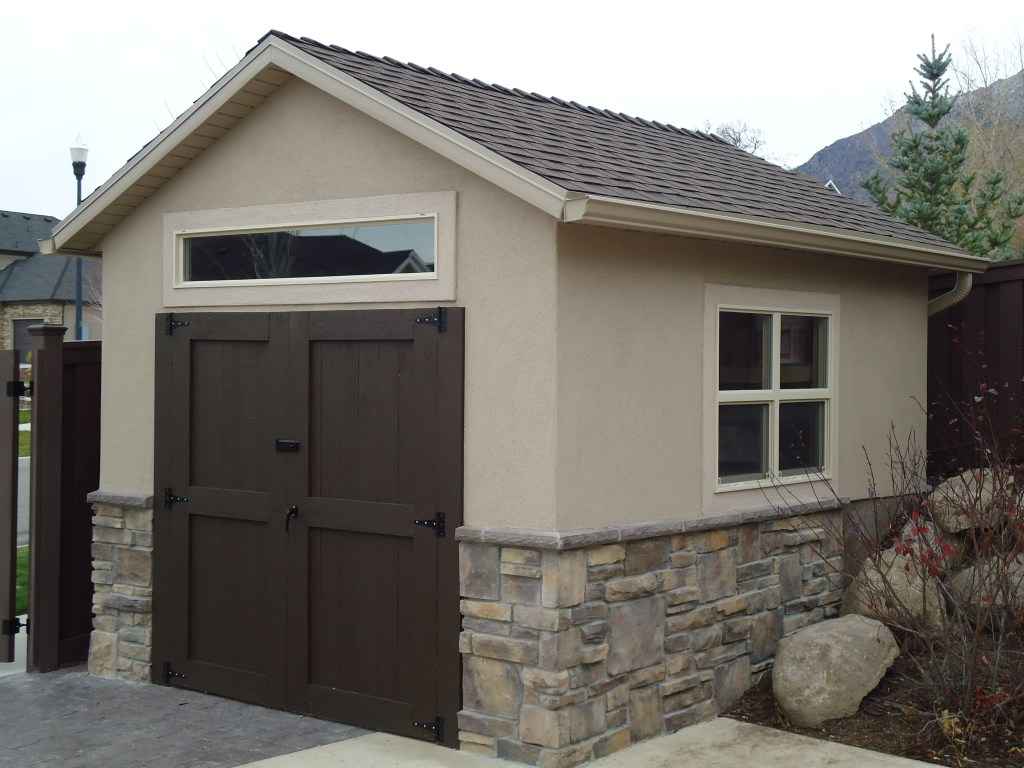 Stucco and Rock Orchard Shed