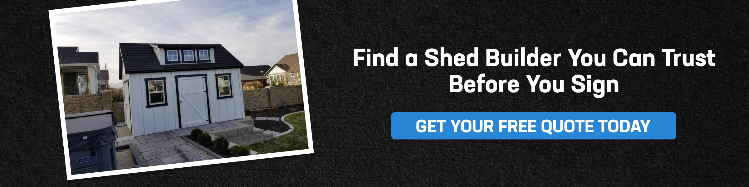 Custom backyard storage shed showcasing the quality work of a trusted shed builder before requesting a free quote.