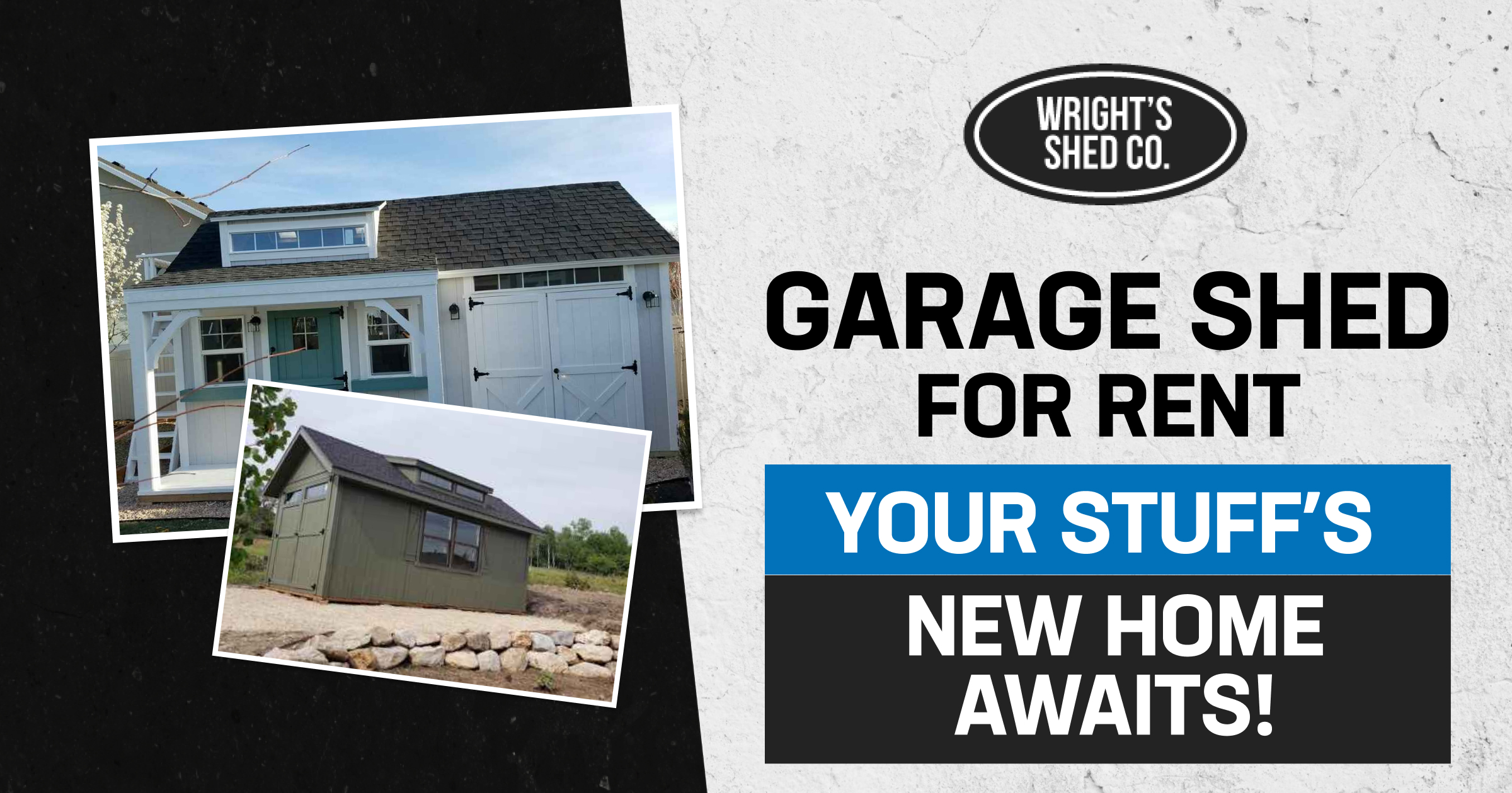 Garage shed for rent with stylish exteriors, perfect for storage or workspace use by Wright's shed co.