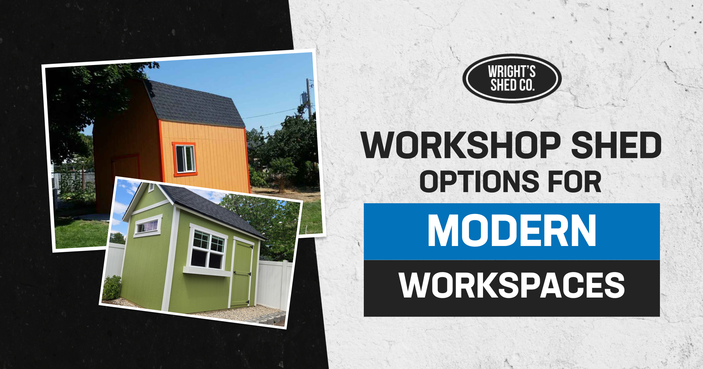 Workshop Shed Options for Modern Workspaces Collage of modern workshop shed designs with clean lines and windows, showing stylish, functional workspace sheds for backyard use.