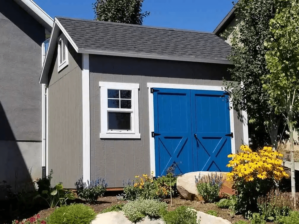 Gray and Blue Shed