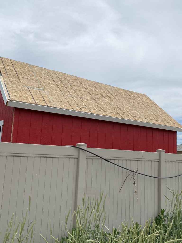 trim on red shed