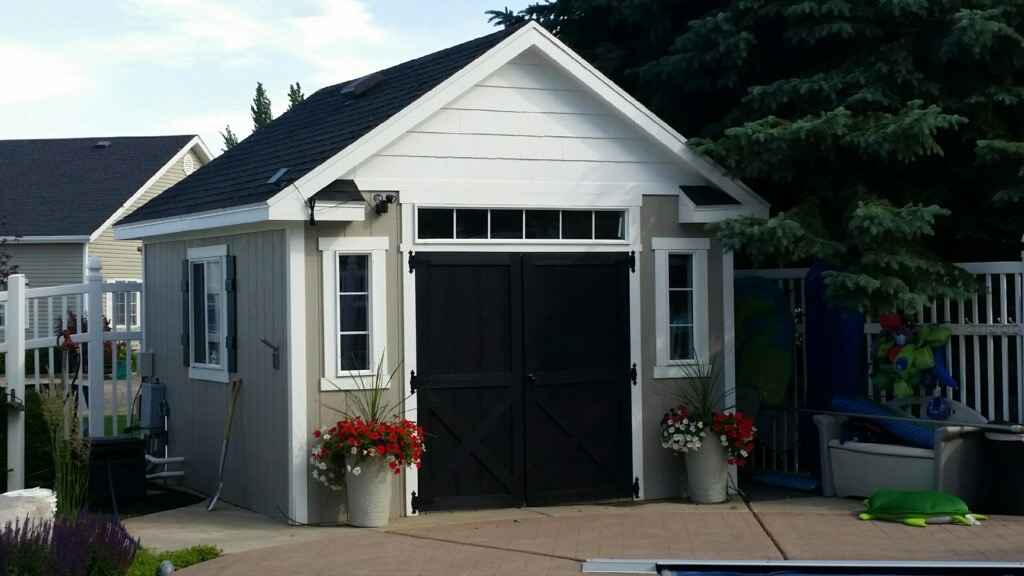 Orchard shed with eyebrow overhangs