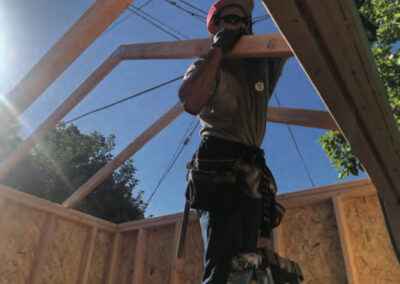 well-structured shed with a sturdy pulley system