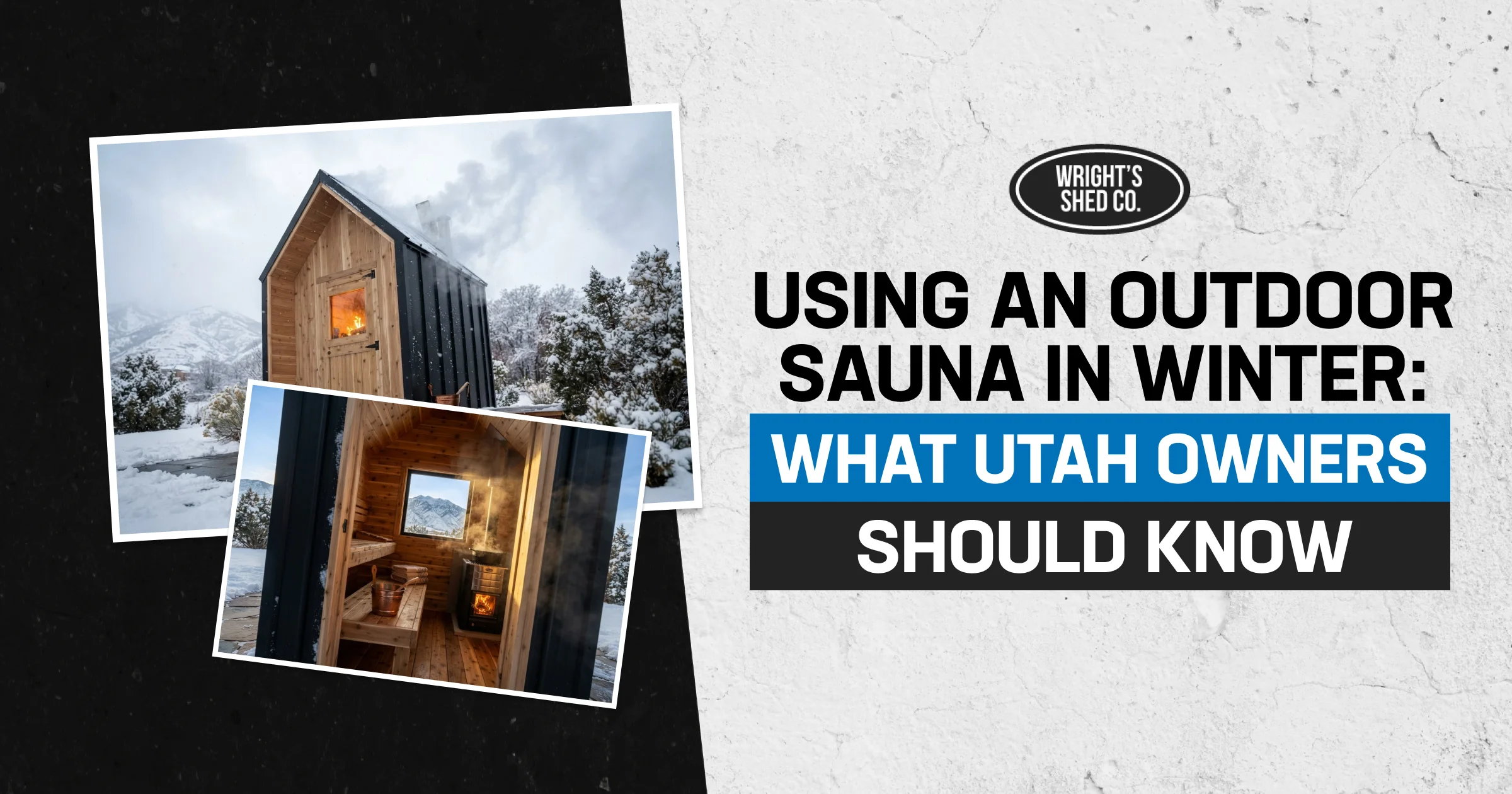 Using an Outdoor Sauna in Winter in Utah Wooden cabin structure showing interior and exterior setup for using an outdoor sauna in winter weather conditions.