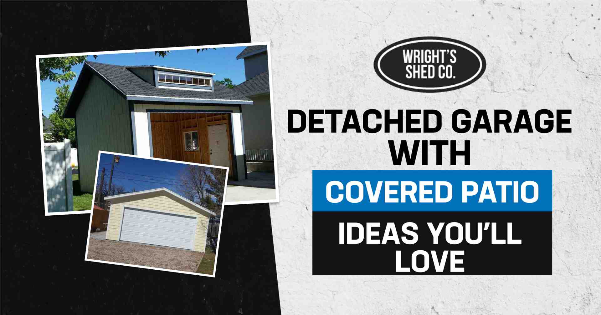 detached-garage-with-covered-patio Image showing detached garage with covered patio design ideas from Wright's Shed Co.