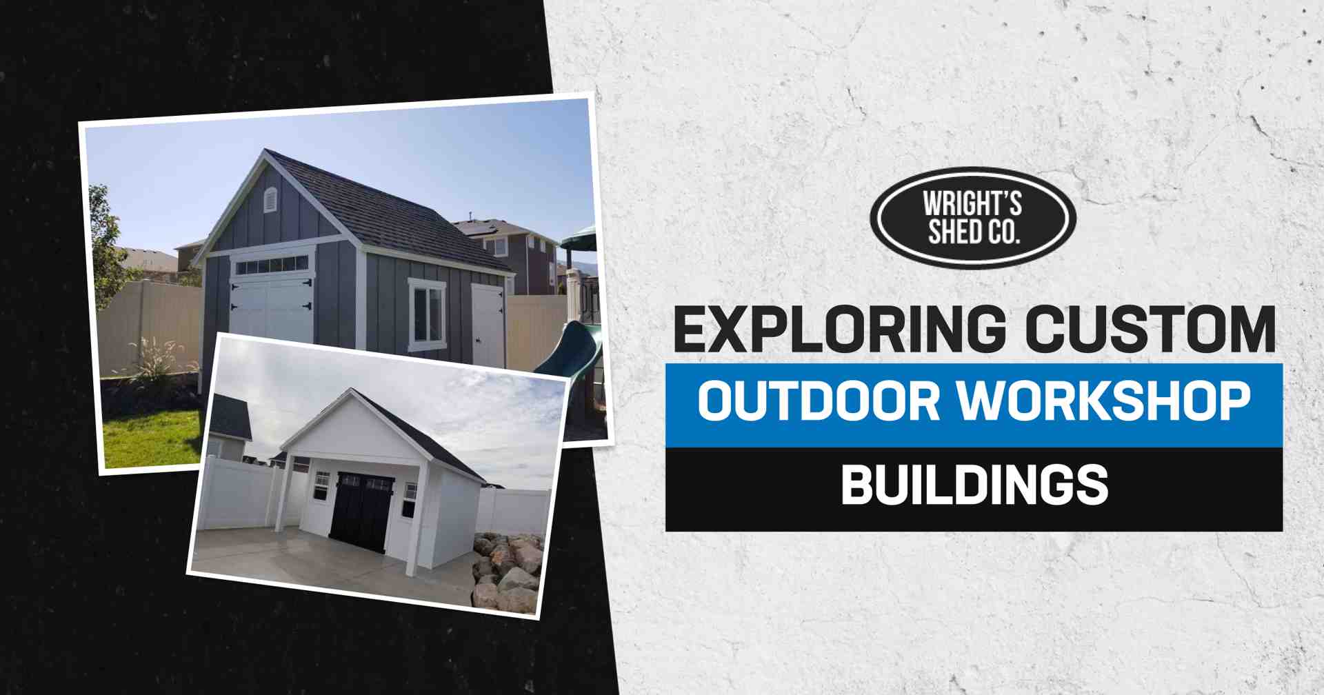 Image showcasing custom-built outdoor workshop buildings designed by Wright’s Shed Co. for backyard workspace solutions